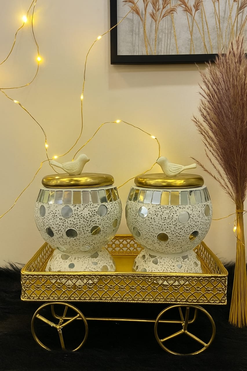 Dry Fruit Container Jar with Wheel cart